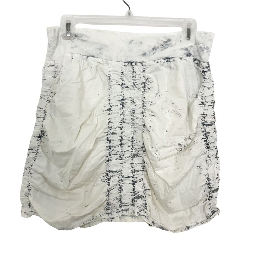 Wearables XCVI White & Gray Tie Dye Ruched Pull On‎ Skirt Artsy Size Small